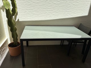 Mesa de jardín cristal y acero