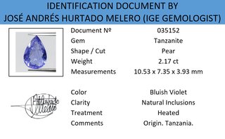 Tanzanita Pera 2.17 ct - Talla Pera