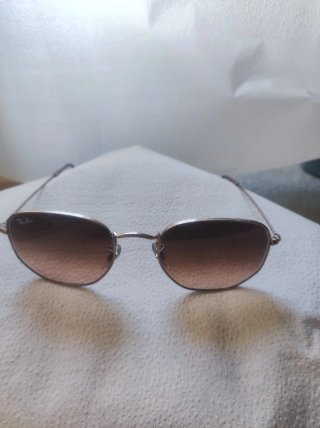 Ray-Ban lentes planas doradas marrones hexagonales