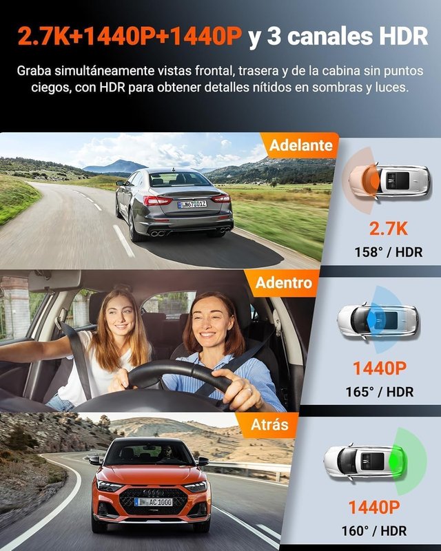 Vantrue N4S Triple Dashcam 3 Canales