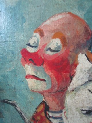 Dipinto olio clown anni '50