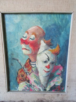 Dipinto olio clown anni '50