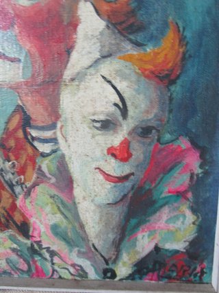 Dipinto olio clown anni '50