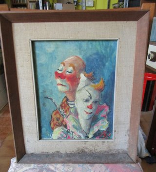 Dipinto olio clown anni '50