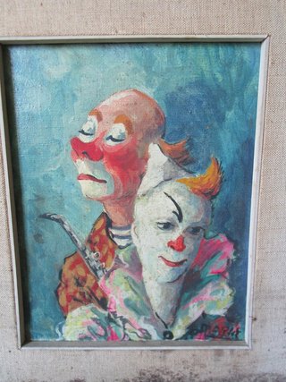 Dipinto olio clown anni '50