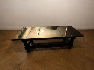 Mesa centro madera y metal estilo castellano
