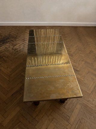 Mesa centro madera y metal estilo castellano