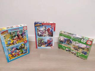 3 Puzzles Educa: Mickey, Spiderman y Dinosaurios