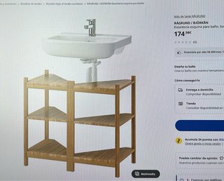 Estantería de esquina para baño/lavabo