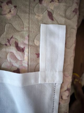 Visillos rústicos bordados beige y blanco