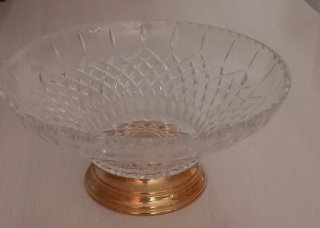 Centro de mesa cristal y metal dorado