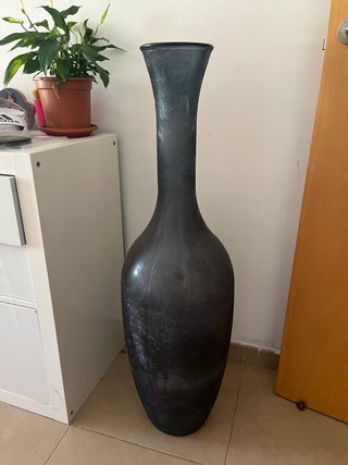 Jarrón de vidrio azul/gris alto