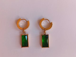 Conjunto verde/dorado pendientes y gargantilla