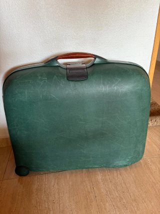 Maleta Samsonite verde y marrón