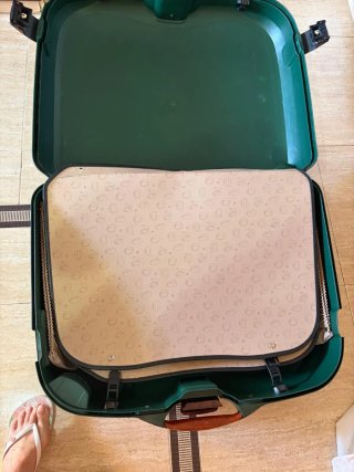 Maleta Samsonite verde y marrón