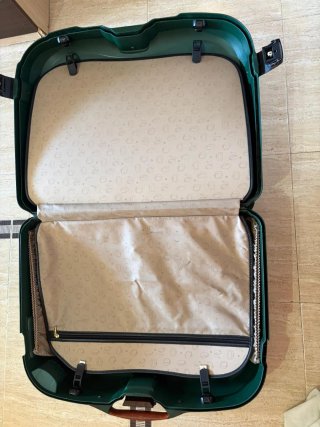 Maleta Samsonite verde y marrón