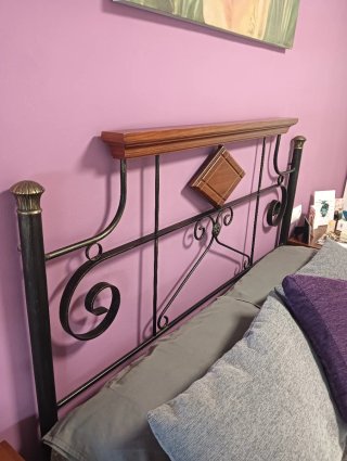 Cabecero de cama matrimonio madera y metal