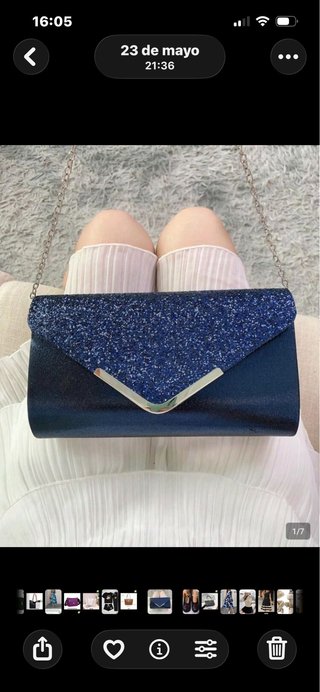 Bolso de fiesta azul con brillos