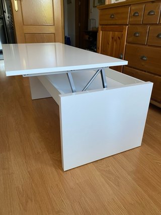 Mesa centro elevable blanca