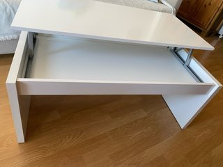 Mesa centro elevable blanca