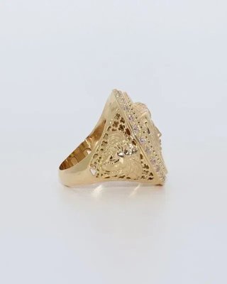 Anillo Sello Medusa Calado Circonitas 18K