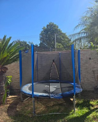 Cama elástica infantil con red de seguridad.FEMOR