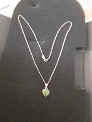 Collar Corazón Verde Plata