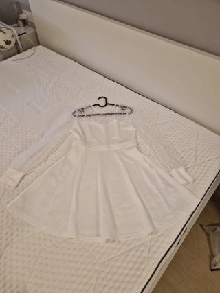 Vestido blanco manga transparente