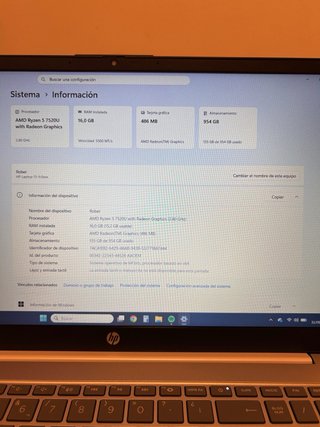 Ordenador HP Ryzen 5 16GB RAM 1TB, Blanco.