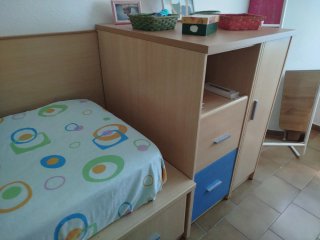 Cama 90cm con cajones y zapatero