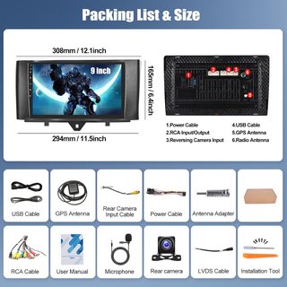 Radio Android 13 2 DIN Carplay Mercedes