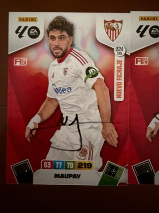 2 cromos firmados Neal Maupay Sevilla Fc oficiales
