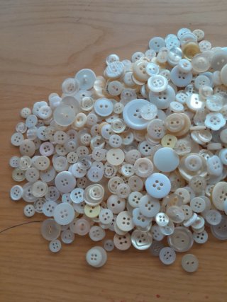 Lote botones blancos, marfil y transparentes