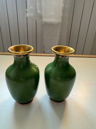 Coppia Vasi Cinesi in Smalto Cloisonné