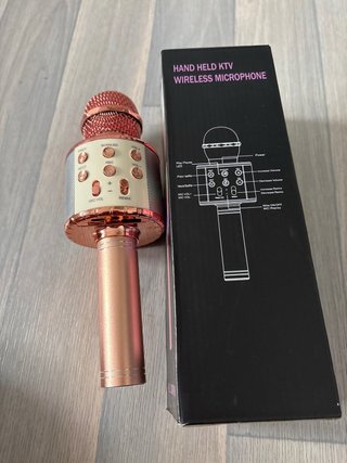 Micrófono Karaoke Bluetooth LED Rosa
