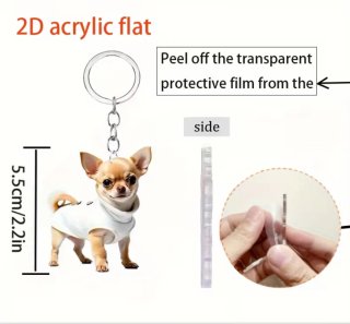 Portachiavi Chihuahua 2D Flat