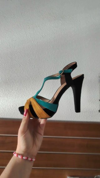 Tacones Negro, Turquesa y mostaza