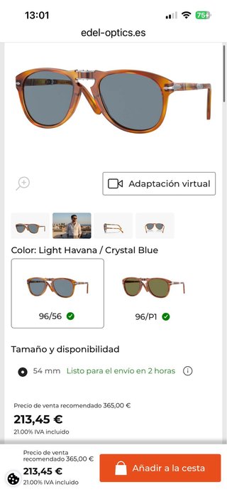 Gafas Persol LIGTH HAVANA Hombre un cristal roto