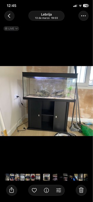 Pecera 200L con mueble negro