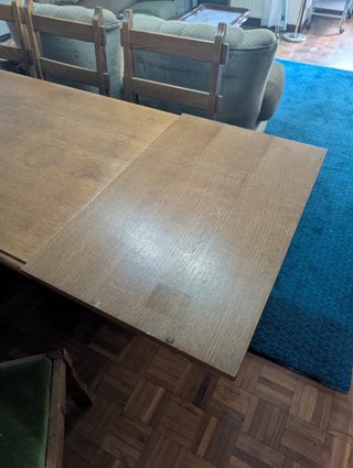 Mesa comedor madera con alas y 6 sillas