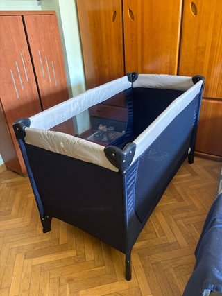 Cuna de bebé plegable azul