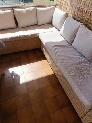 Conjunto jardín rinconera sofás y mesa