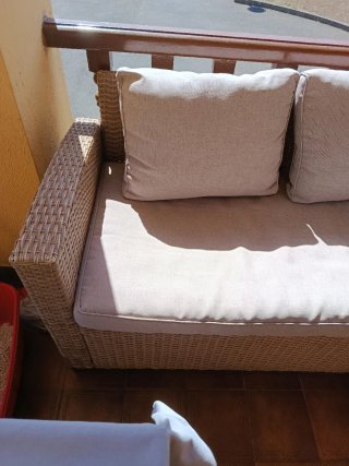 Conjunto jardín rinconera sofás y mesa