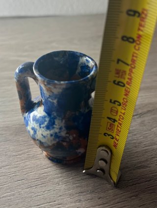 Vasetto ceramica vintage blu e marrone