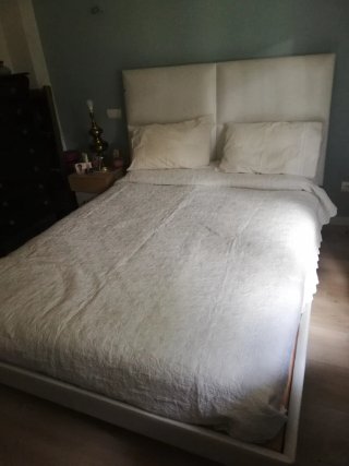 Cama Matrimonio Cabecero Piel Blanca