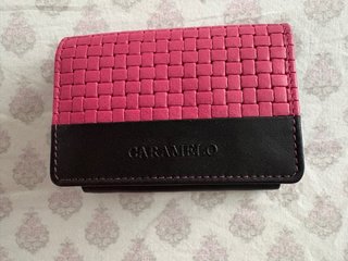 Monedero Caramelo rosa y negro cuero