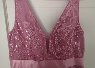 Vestido largo lentejuelas rosa