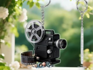 Portachiavi cinepresa vintage acrilico 2D