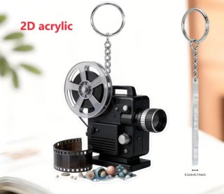 Portachiavi cinepresa vintage acrilico 2D
