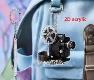 Portachiavi cinepresa vintage acrilico 2D